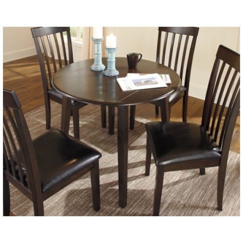 Hammis Round Drop Leaf 22"-36" Extendable Dining Table, Dark Brown, Wood
