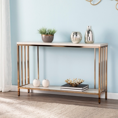 Home Accent Sentry Faux Marble Console Table, White