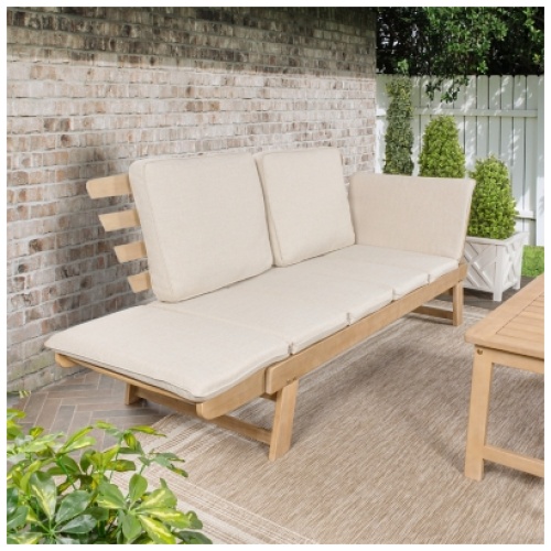 JONATHAN Y Hartley Outdoor Folding Day Bed Sofa, Light Teak