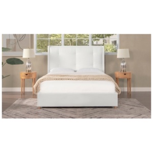 Jennifer Taylor Miramar Queen Cushion-Back Headboard Platform Bed Frame, Antique White
