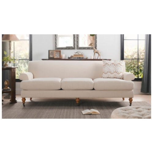 Jennifer Taylor home Alana Lawson Three-Cushion Sofa, Sky Neutral Beige