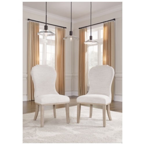 Jorlaina Dining Chair, White/Light Gray