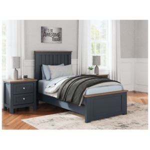 Landocken Twin Panel Bed, Brown/Blue