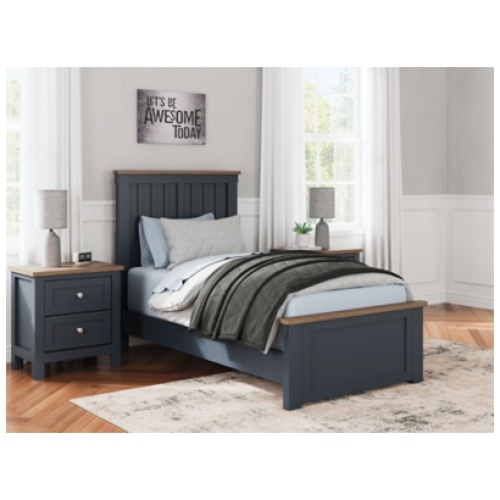 Landocken Twin Panel Bed, Brown/Blue