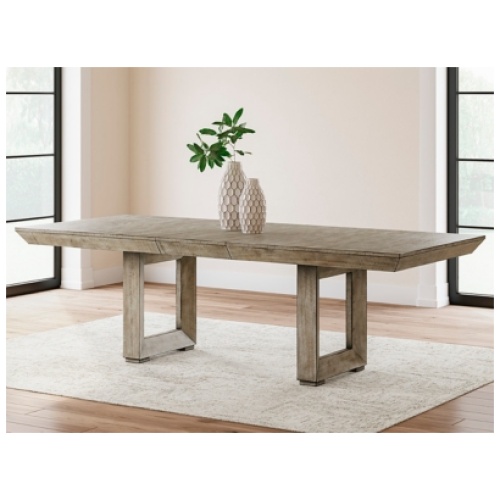 Langford Extendable Dining Table with Picture Frame Legs, Light Grayish Brown