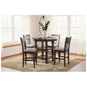 Langwest Counter Height Dining Table and 4 Barstools, Brown