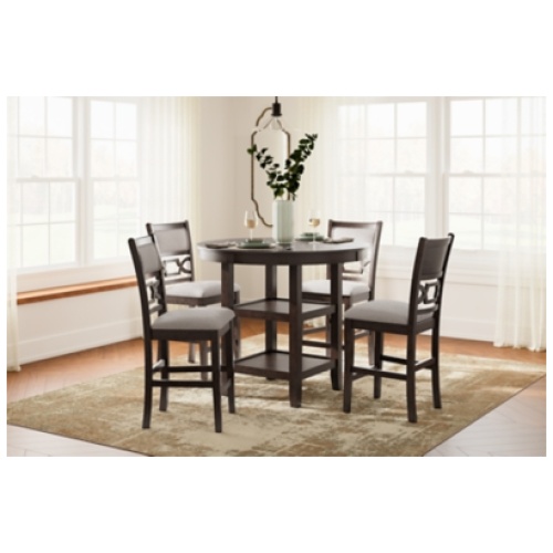 Langwest Counter Height Dining Table and 4 Barstools, Brown