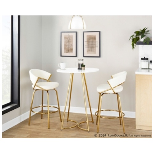 LumiSource Cece Counter Height Dining Table, White/Gold