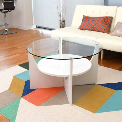 LumiSource U-Shaped Coffee Table, White