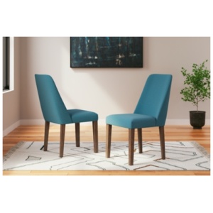 Lyncott Upholstered Dining Chair, Blue/Brown