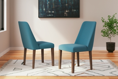 Lyncott Upholstered Dining Chair, Blue/Brown