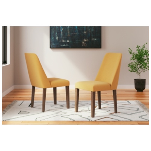 Lyncott Upholstered Dining Chair, Mustard/Brown