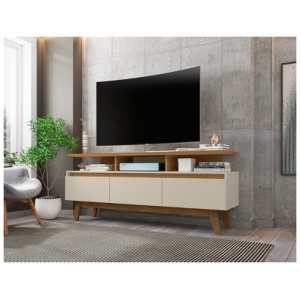 Manhattan Comfort 63" Yonkers TV Stand, Off White/Cinnamon