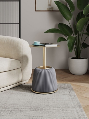 Manhattan Comfort Anderson Leatherette Accent End Table, Gray