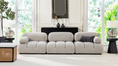 Marcel Bubble Corduroy Modular 3-Piece Sofa, Pebble Gray