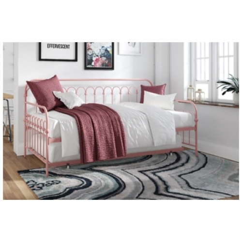 Novogratz Bright Pop Twin Daybed with Trundle Bed, Dusty Rose