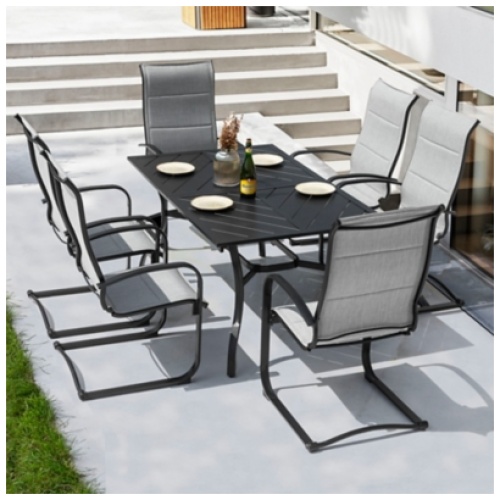 Nuu Garden Outdoor Dining Table and 6 Chairs, Gray