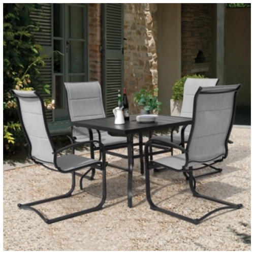 Nuu Garden Outdoor Modular Dining Table and 4 Chairs, Gray