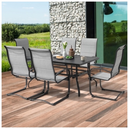 Nuu Garden Outdoor Modular Dining Table and 6 Chairs, Gray
