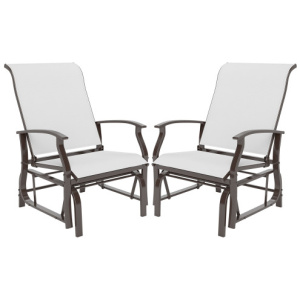 Outdoor Glider Chairs Set of 2 with Ergonomic Backrest and Seat-Beige