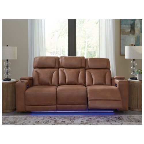 Point Clear Dual Power Reclining Sofa, Caramel