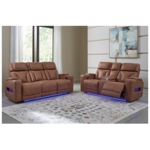 Point Clear Sofa and Loveseat, Caramel