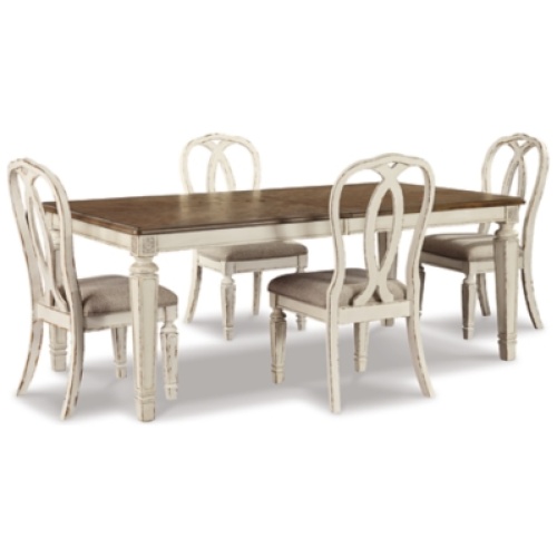 Realyn Dining Table and 4 Chairs, Chipped White