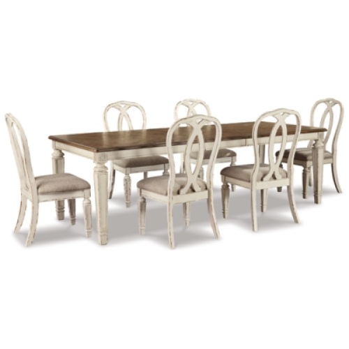 Realyn Dining Table and 6 Chairs, Chipped White