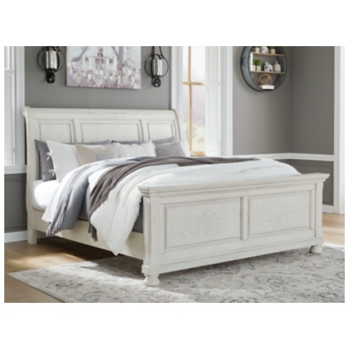 Robbinsdale King Sleigh Bed, Antique White