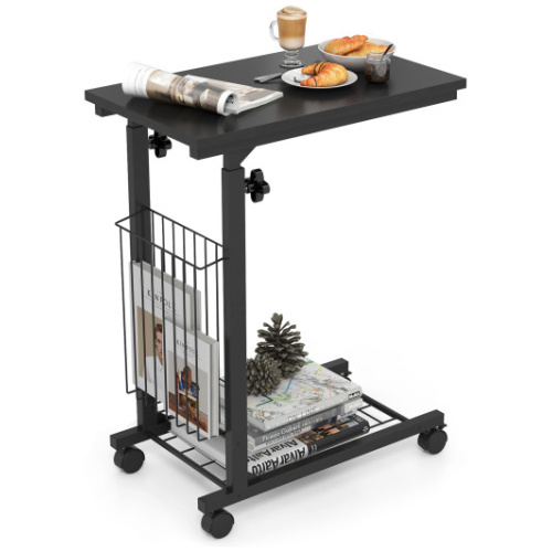 Rolling Height Adjustable Sofa End Side Table