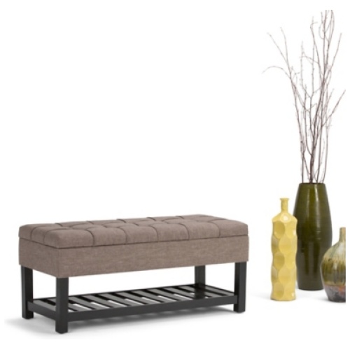 Saxon Ottoman Storage Bench, Fawn