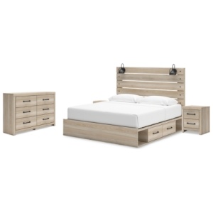 Senbry King Panel Bed with Dresser and 2 Nightstands