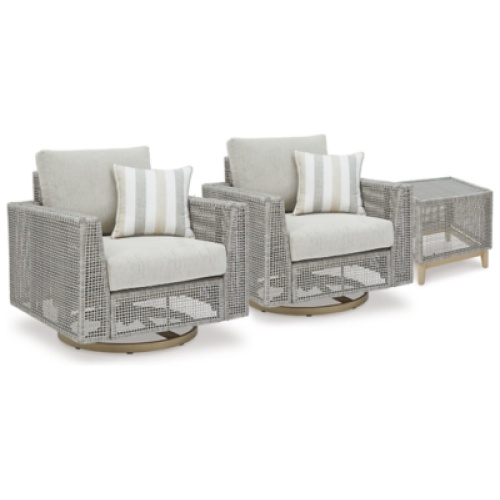 Seton Creek 2 Outdoor Lounge Chairs with End Table, Gray