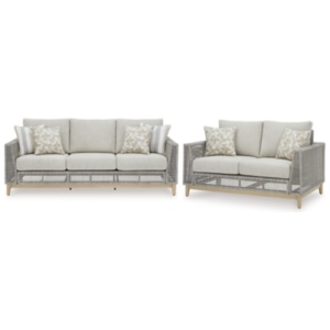 Seton Creek Outdoor Sofa and Loveseat, Gray