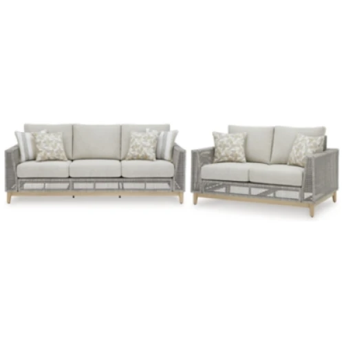 Seton Creek Outdoor Sofa and Loveseat, Gray