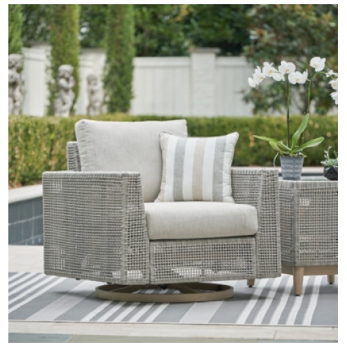 Seton Creek Outdoor Swivel Lounge Chair, Gray