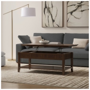 Simpli Home Acadian Lift Top Coffee Table, Brunette Brown