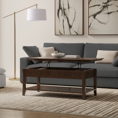 Simpli Home Acadian Lift Top Coffee Table, Brunette Brown