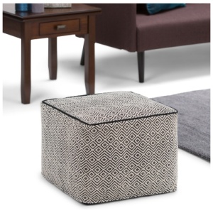 Simpli Home Brynn Pouf, Black/Natural