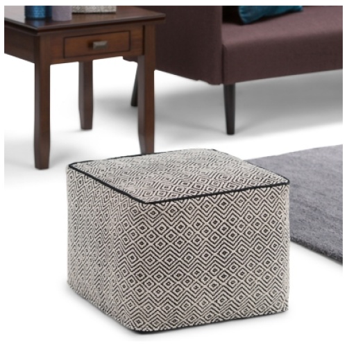 Simpli Home Brynn Pouf, Black/Natural