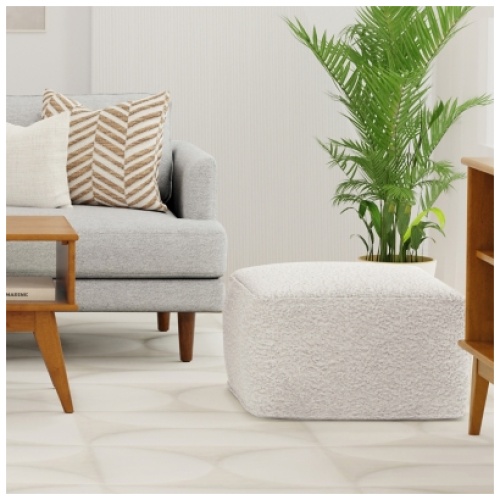 Simpli Home Chantal Pouf, Ivory