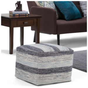Simpli Home Clay Pouf, Blue