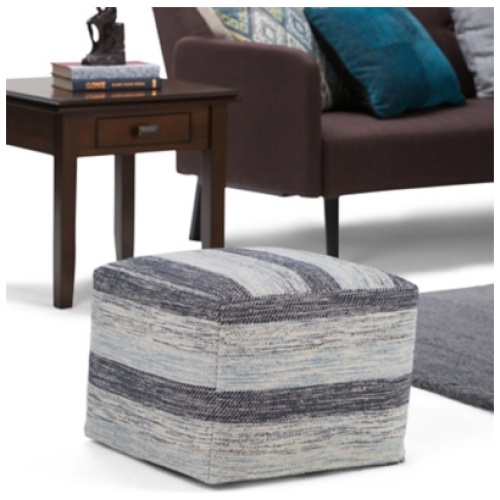 Simpli Home Clay Pouf, Blue