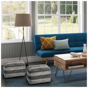 Simpli Home Clay Pouf, Gray