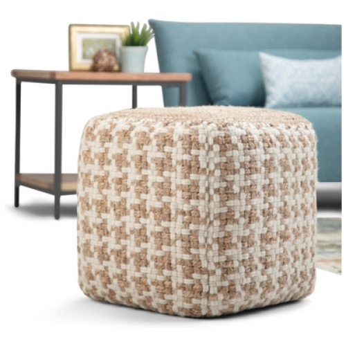 Simpli Home Cullen Pouf, Natural