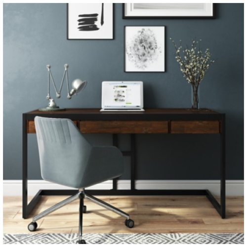 Simpli Home Erina 60" Writing Desk, Dark Brown