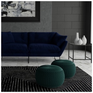 Simpli Home Grafton Pouf, Teal