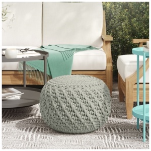 Simpli Home Nisi Indoor Pouf, Light Gray