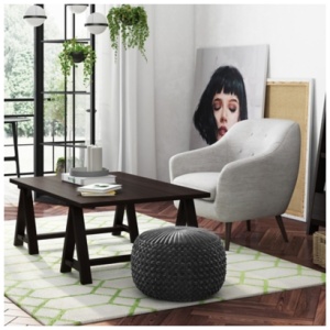 Simpli Home Renee Pouf, Slate Gray