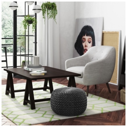 Simpli Home Renee Pouf, Slate Gray
